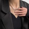 Sterling Tone U Shaped Chain Pendant Necklace Gathering Jewelry For Women Geometric Chunky Pendant Necklace Celebration NewGeometric Chain