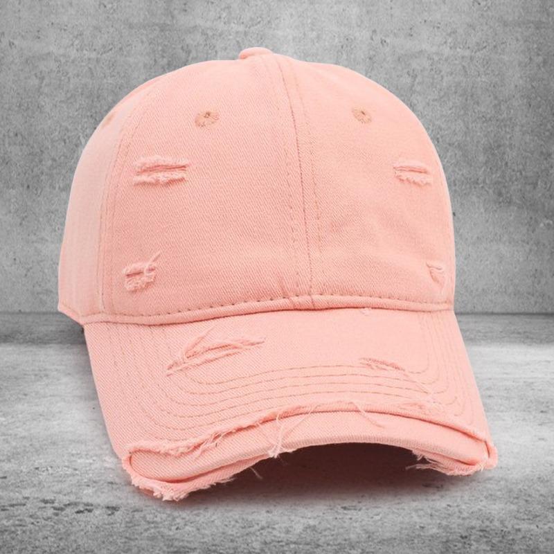 Peaked cap Cotton ripped baseball cap Men's versatile soft top curved brim sun hat Embroidery Women's trend