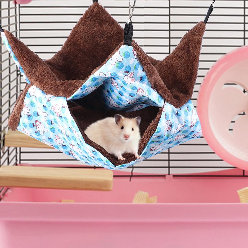 Zweischichtige Zwischenlage Kleine Haustier Hängematte Nest Hängendes Schlafbett für Hamster Eichhörnchen
