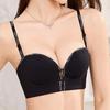 Gather Front Button Bra Female Sexy Detachable Letter Shoulder Straps Bra Top Support Anti Slip Lifting Bra