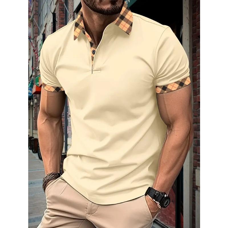 Nové pánske módne tričko s golierom, slim-fit, polokošeľa s krátkym rukávom, pánsky top