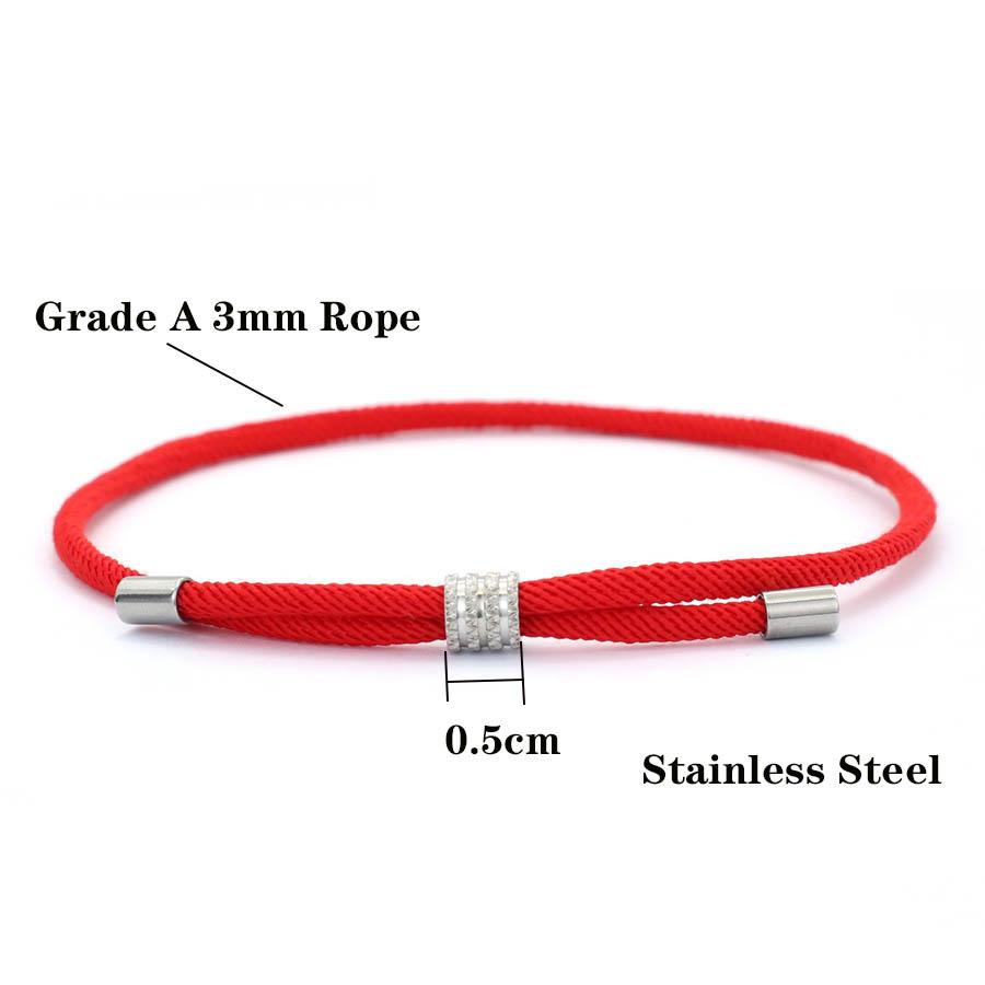 Elegante Braccialetto in Corda Sottile Grado A 3mm Uomo Donna Acciaio Inossidabile Inossidabile Charms Filo Rosso Portafortuna Braccialetto Braccialetto dell'Amicizia Regalo