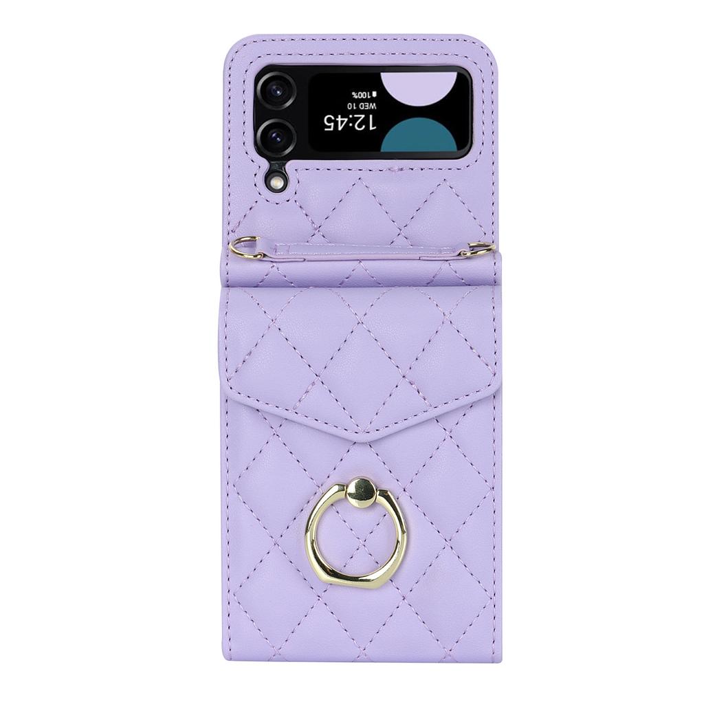 Applicable To Samsung Flip4 5 Folding Mobile Phone Case Z Flip6 Crossbody Small Fragrant Wind Ring Organ Mobile Phone Case