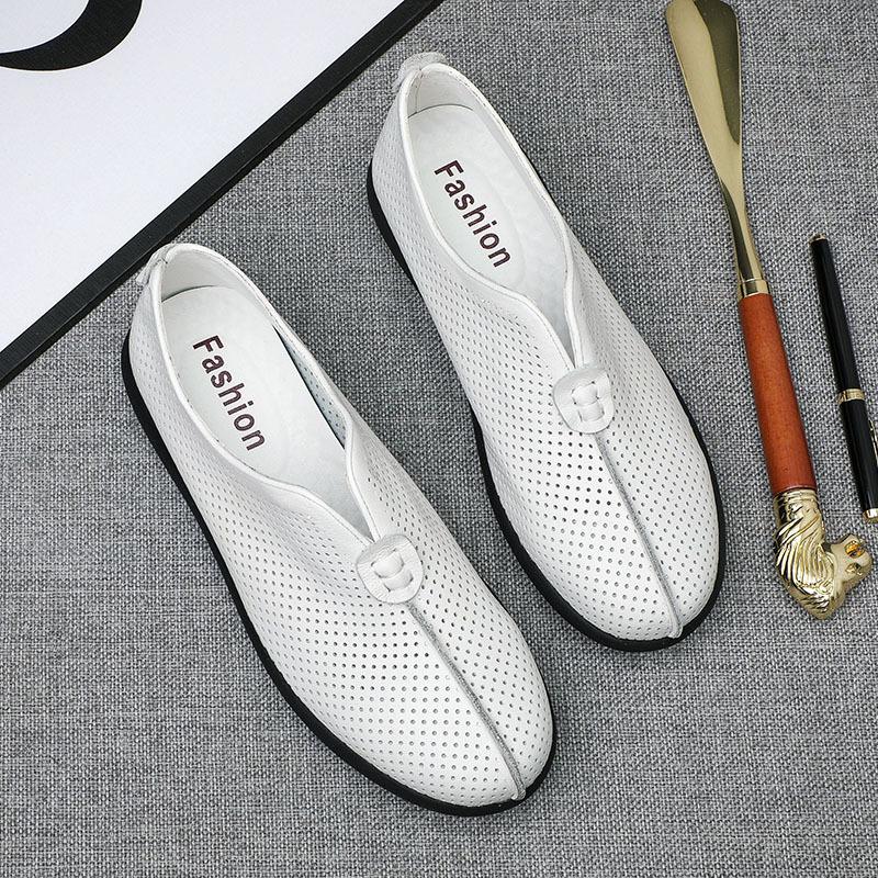 Summer cloth shoes men's casual leather sandals breathable holes in men's shoes soft