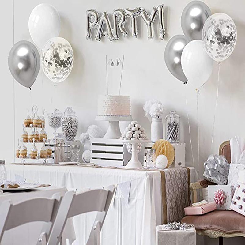 Silver White  Balloon Garland Arch Kit Metallic Confetti Globos Wedding Baby Shower Birthday Party Decorations Supplies