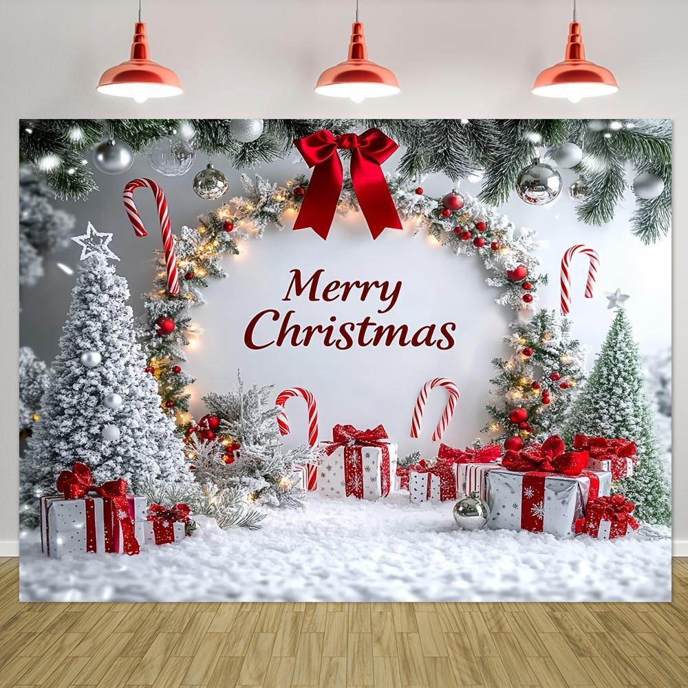 1pc Christmas background cloth featuring candy canes and a silver wig design is perfect for Christmas decoration 100x150cm