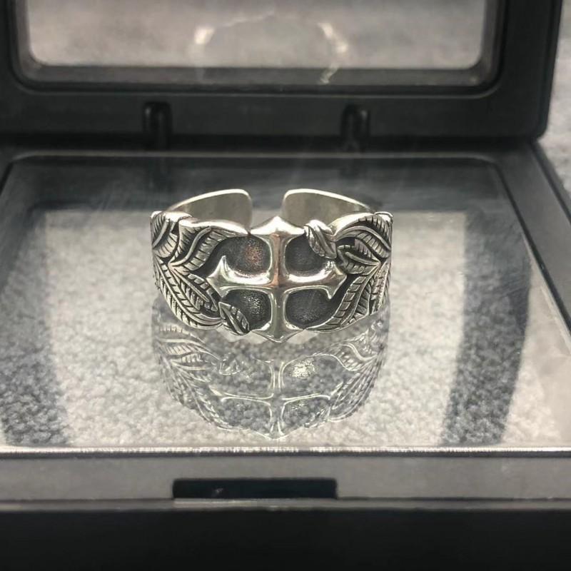 Adjustable Open Ring Men Women Vintage Cross Geometric Sterling Finger Retro Style