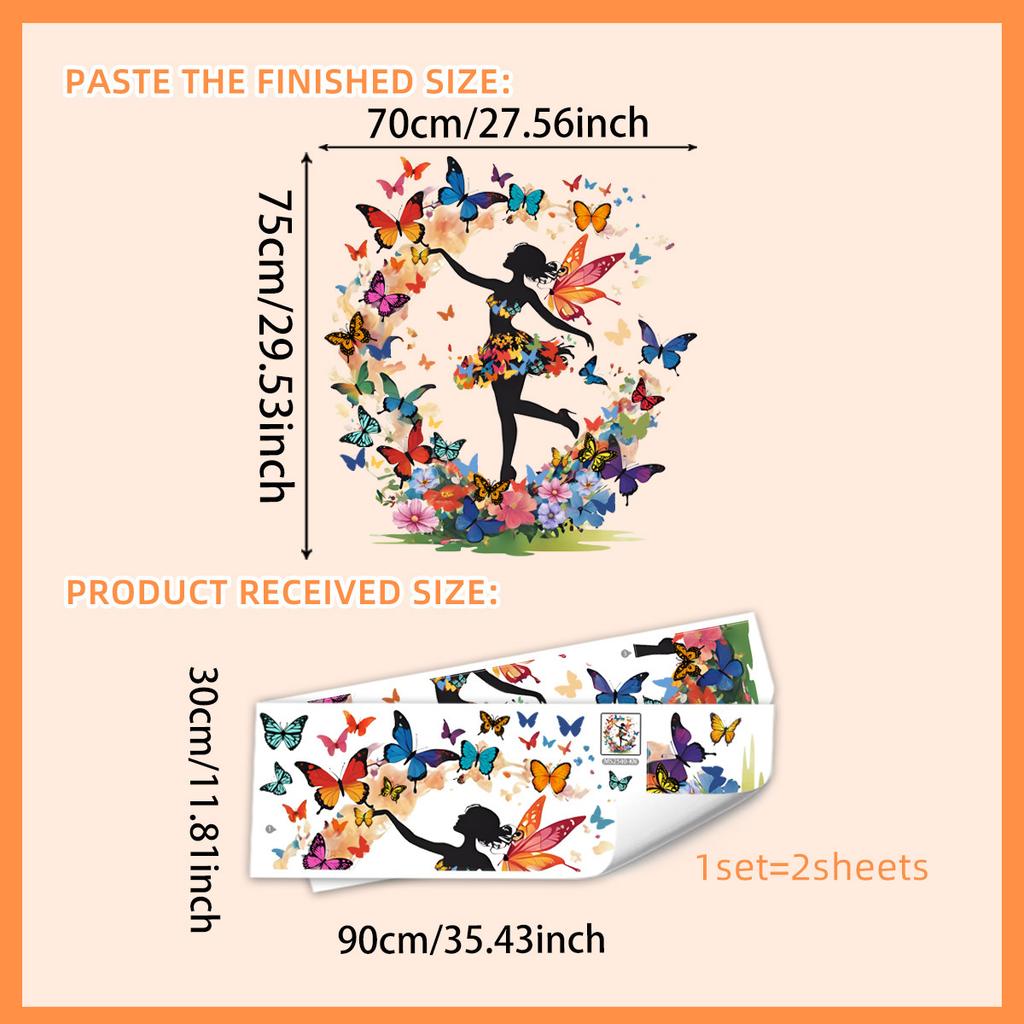 Dream Creative Sticker Butterfly Elf Girl Wall Sticker Self-adhesive Bedroom Living Room Background Decoration Sticker