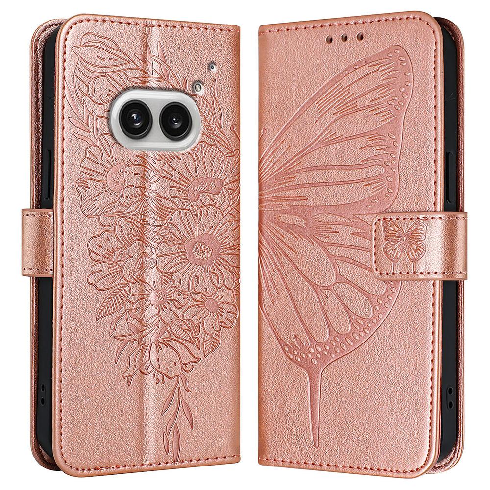 For Nothing Phone (2a) Plus/Phone (2a) Wallet Case with Wrist Strap Butterfly Imprint Leather Phone Cover