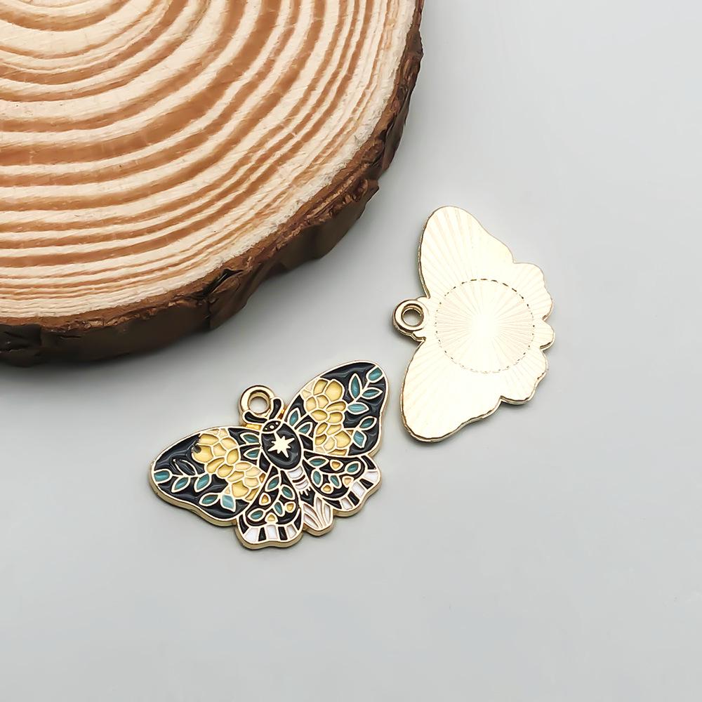 Colorful Enamel Alloy Butterfly & Leaf Pendant Charm for DIY Jewelry