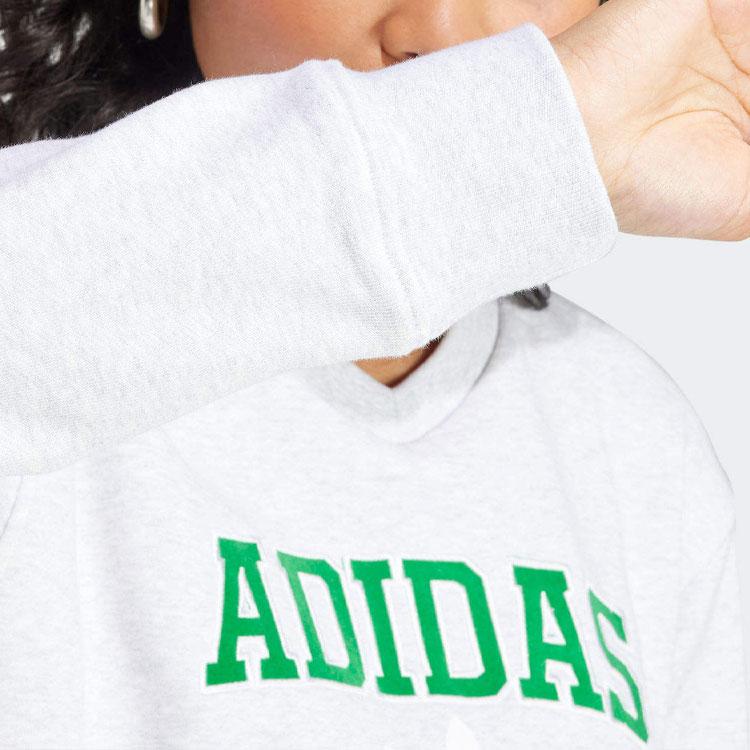 Adidas Originals Alphabet Logo Besticktes V-Ausschnitt Langarm-Sweatshirt Damen Tops Hellgrau II5612