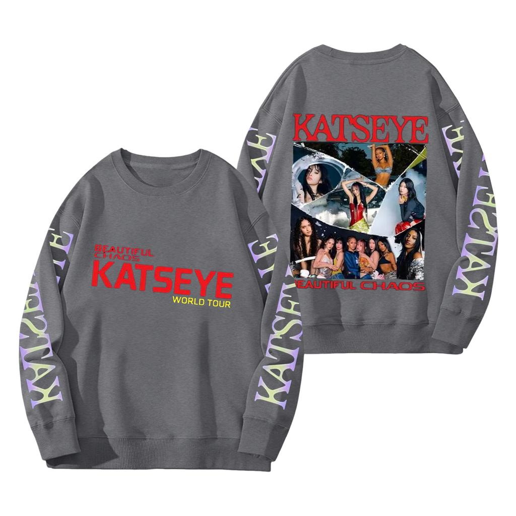 Women's Fashion Long Sleeve Print Round Neck Loose Pullover Sweater Top