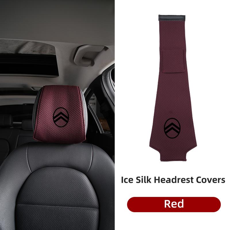 VLKO3 Ice Silk Headrest Cover Breathable Cooling For Citroen C4 C3 C5 C1 C2 Berlingo Celysee Cactus Picasso Aircross Saxo Grand