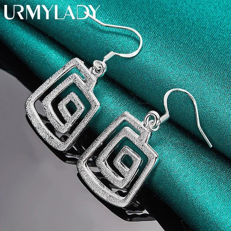 URMYLADY 925 Sterling Silver Whirlpool Earrings For Women Charm Wedding Party Fashion Jewelry
