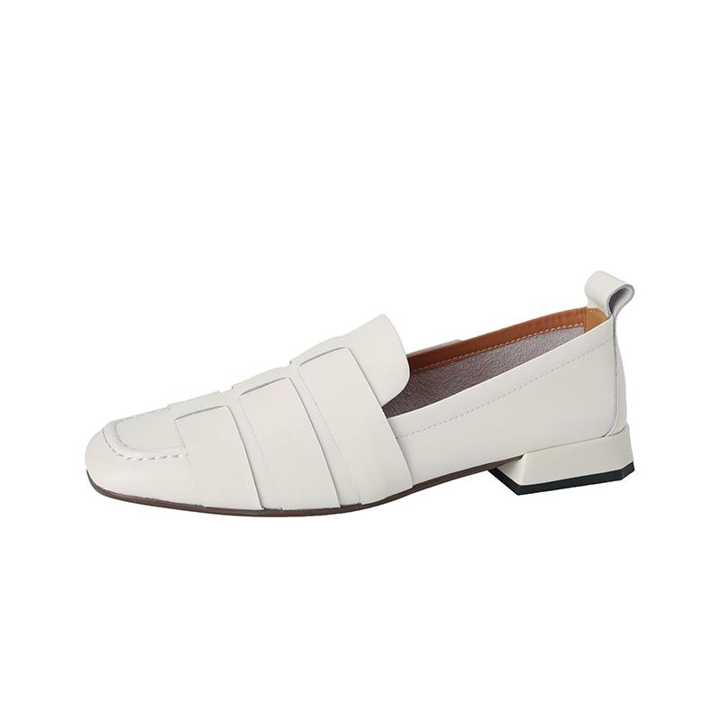 Cow Leather Square Toe Women Flats Casual Loafers Women Shoe Low Heel Spring Autumn Mules Woman Simple Shoes 2024 Women Shoes