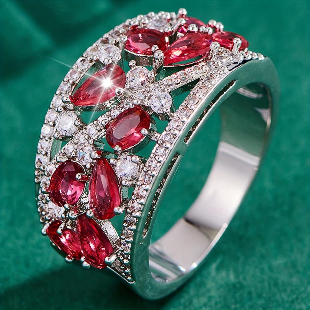 Bohemian Women's Couple's Fashionable and Elegant Glass Zircon Gift Ring