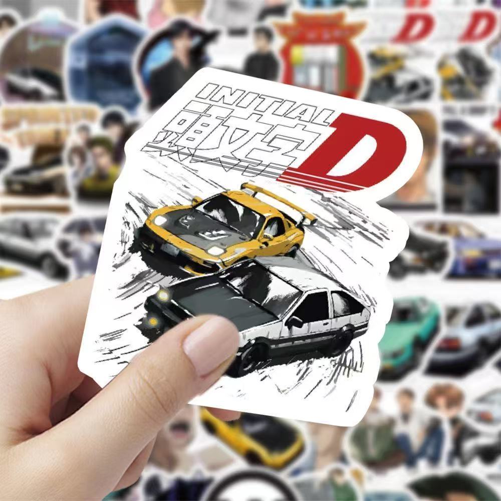 10/50Pcs Initial D Stickers Graffiti Stickers for DIY Luggage Laptop Skateboard Motorcycle Bicycle Stickers