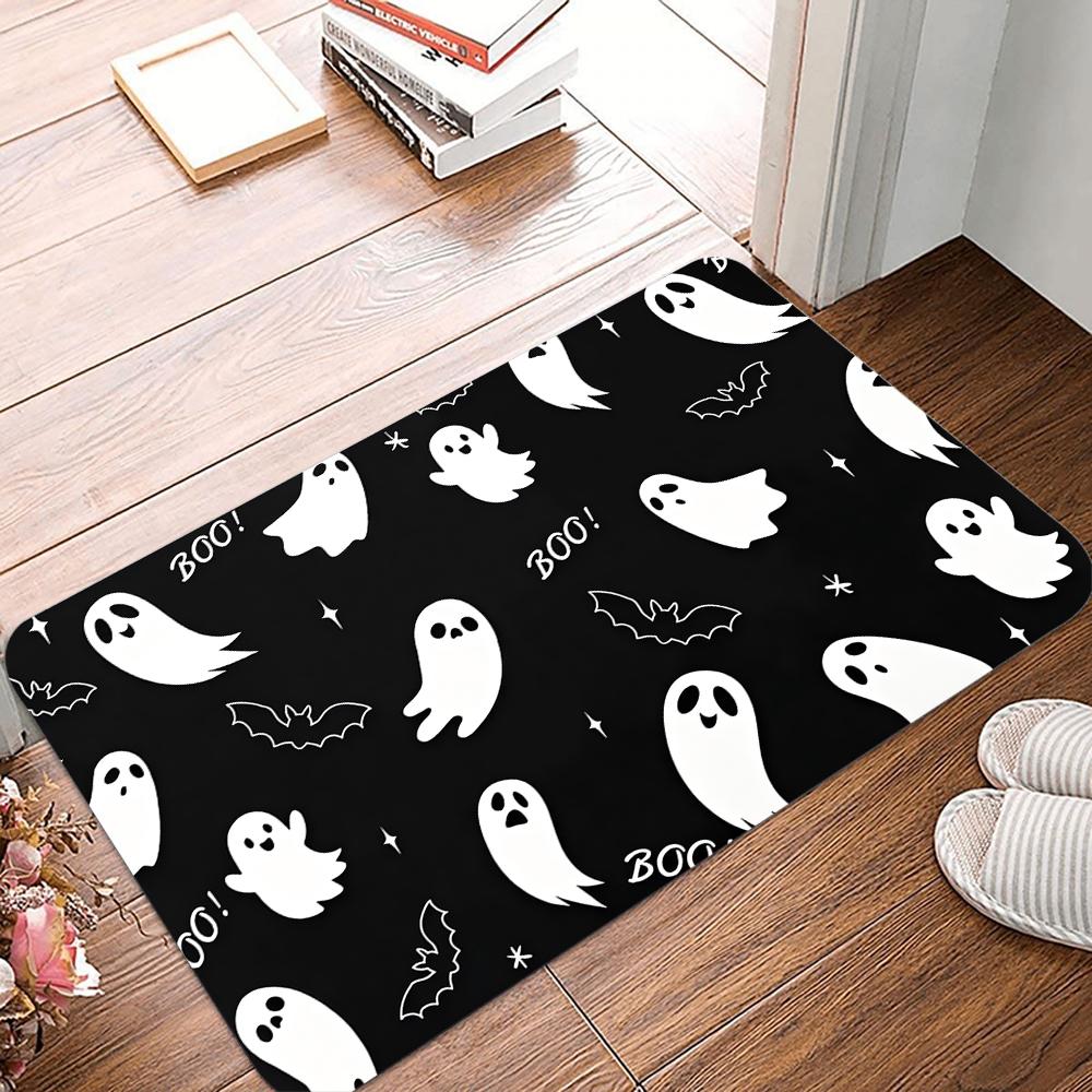 

Хэллоуинский придверный коврик Милый коврик с привидениями Розовый нескользящий коврик для пола для дома на осень Хэллоуин Жуткий коврик для прихожей 40x60cm