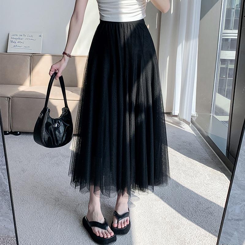 

2024 Весна/Лето Женская юбка принцессы из тюля средней длины, облегающая, пышная, с большим запасом Small чёрный