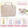 Quilted Bible Cover Case for Women with Pen Stickers Large Bible Case Zipper Pocket Protective Bible Carrying Case