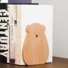 Book Organizer Walnut L-shaped Desk Organizer Animal Shape Cartoon Bear Wood Bookend  Desktop Decor
