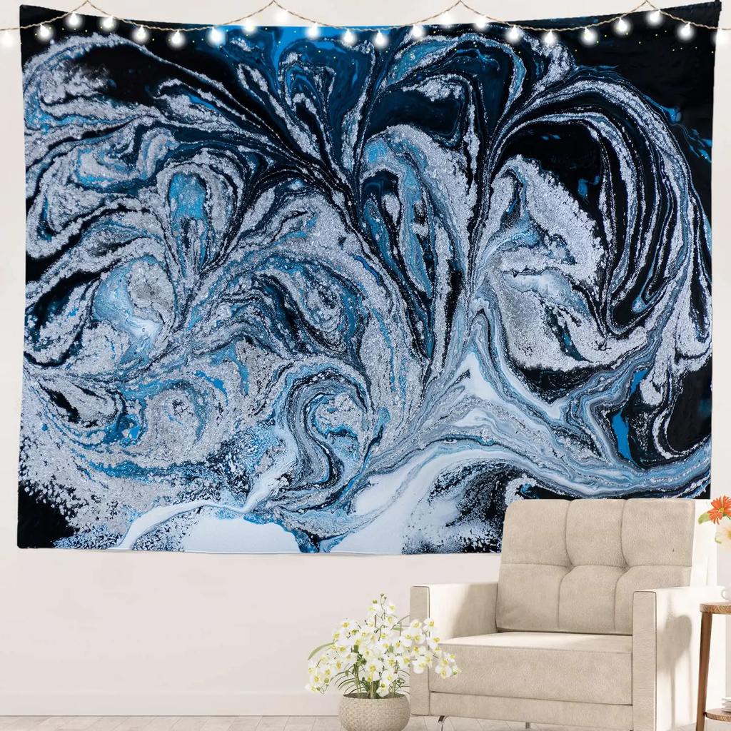 Marble Print TapestryRetro Style Paintbrush Colors Ink Marbling Watercolor ArtWall Hanging for Bedroom Living Room Dorm Decor