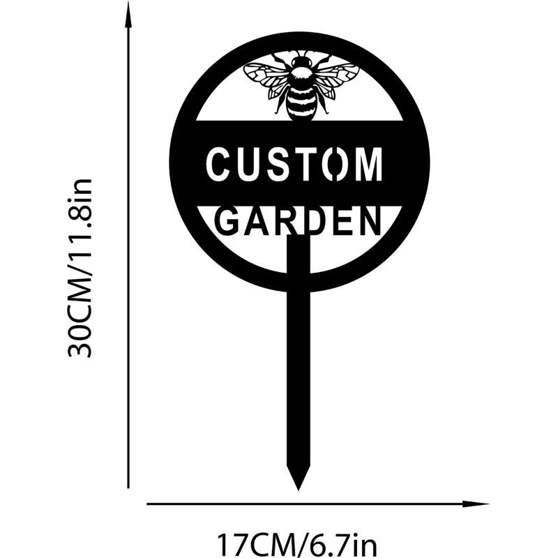 Charming Custom Bee-Themed Personalized Garden Name Metal Sign, Ideal for Garden Art & Metal Yard Art Decor, Outdoor Address Signs