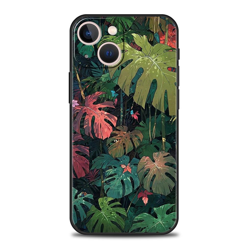 

Abstract Plants Flower Phone Case Cover for iPhone 17 16 15 14 13 12 11 Pro Max 17 Air Plus Shockproof Soft TPU Shell Fundas Bag iPhone 12