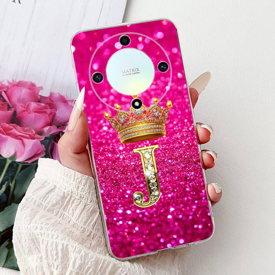 

For Honor X9a 5G Case RMO-NX1 Cover Luxury Crown Letters Transparent Silicone Phone Back Cover For Honor Magic 5 Lite X 9a Funda Honor X9a