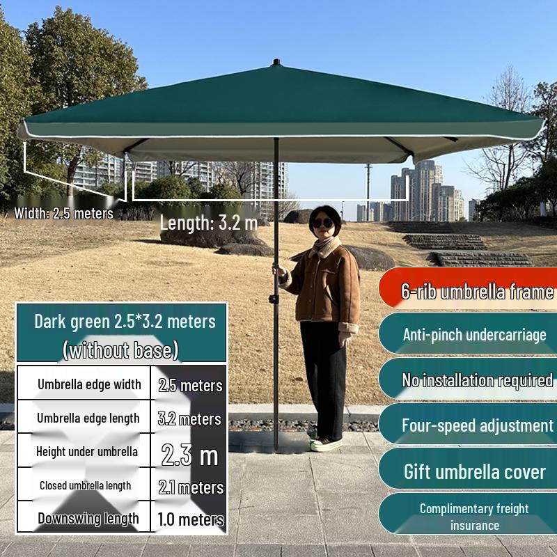 Large Outdoor Commercial Parasol - Thickened Square Patio Umbrella Tent