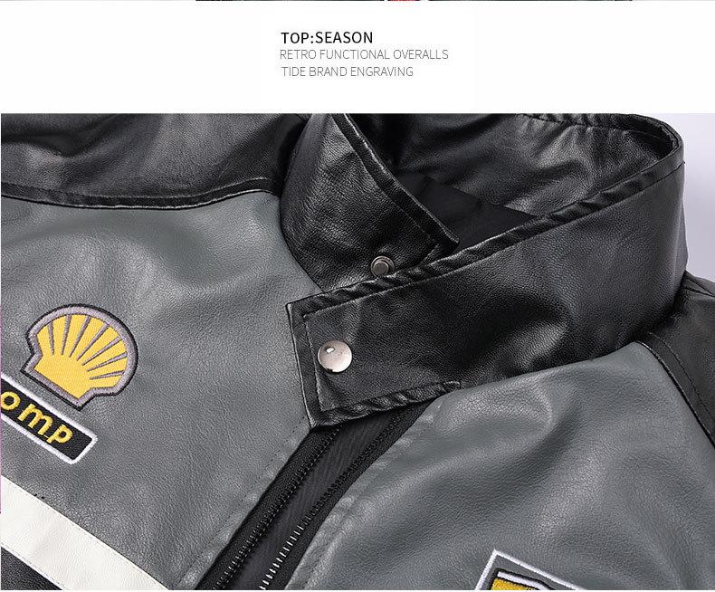 Men's PU Leather Motorcycle Racing Jacket with Velvet Lining - American Style Streetwear Outerwear