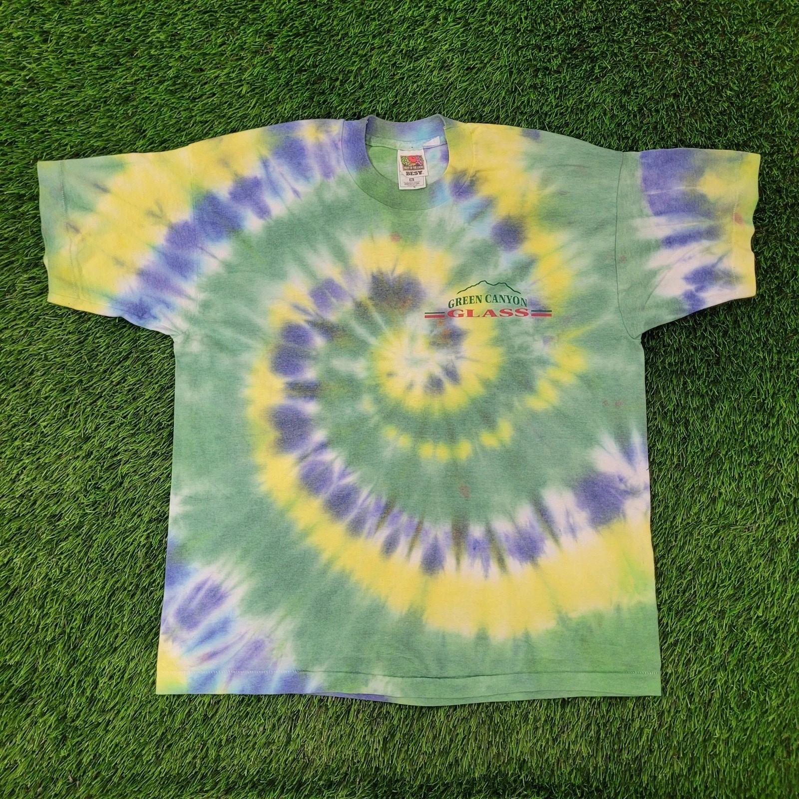 Vintage 90s Grand Canyon Glass Tie-Dye Shirt Large 22x26 Crop L