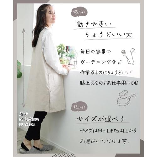 Nishiki Women's Side Button Apron (Available in Sizes M/LL), Cotton Polyester, Wrinkle-Resistant, Long Length, with Pockets (Black Stripe: B/LL/ka2202