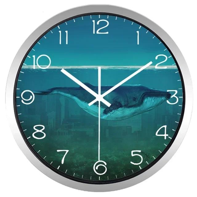 Whale And City Under The Sea Creative Design Wall Clock Environmental Protection Clock J4O2Y5