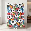 1pc Football Printed Flannel Blanket In Various Sizes, Soft And Casual Nap Blanket, Machine Washable
