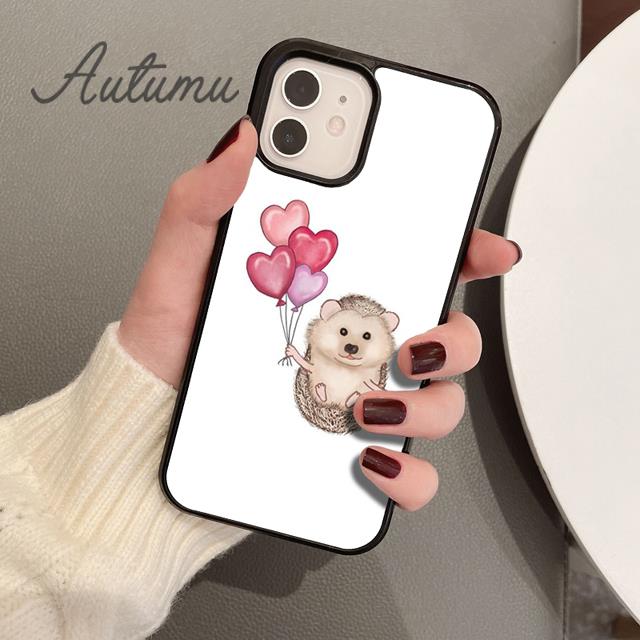 Hedgehog and Balloon Phone Case for iPhone 11 12 13 14 Pro Max Mini X XR XS SE 2020 6S 7 8 Plus Samsung Galaxy S21 S22 Shell