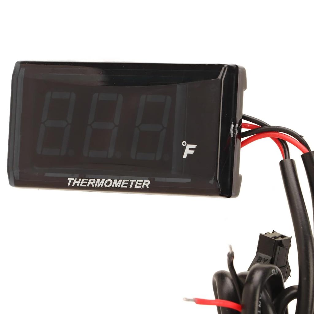 Motorcycle Water Temperature Gauge Water Temperature Meter, High Precise Ultra Thin Fahrenheit Thermometer LCD Display ABS Housing Water Temp Meter