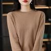 Damen Herbst Winter Pullover O-Ausschnitt Pullover Streifen Langarm Strickware Damen Slim Warm Unterzieh-Tops
