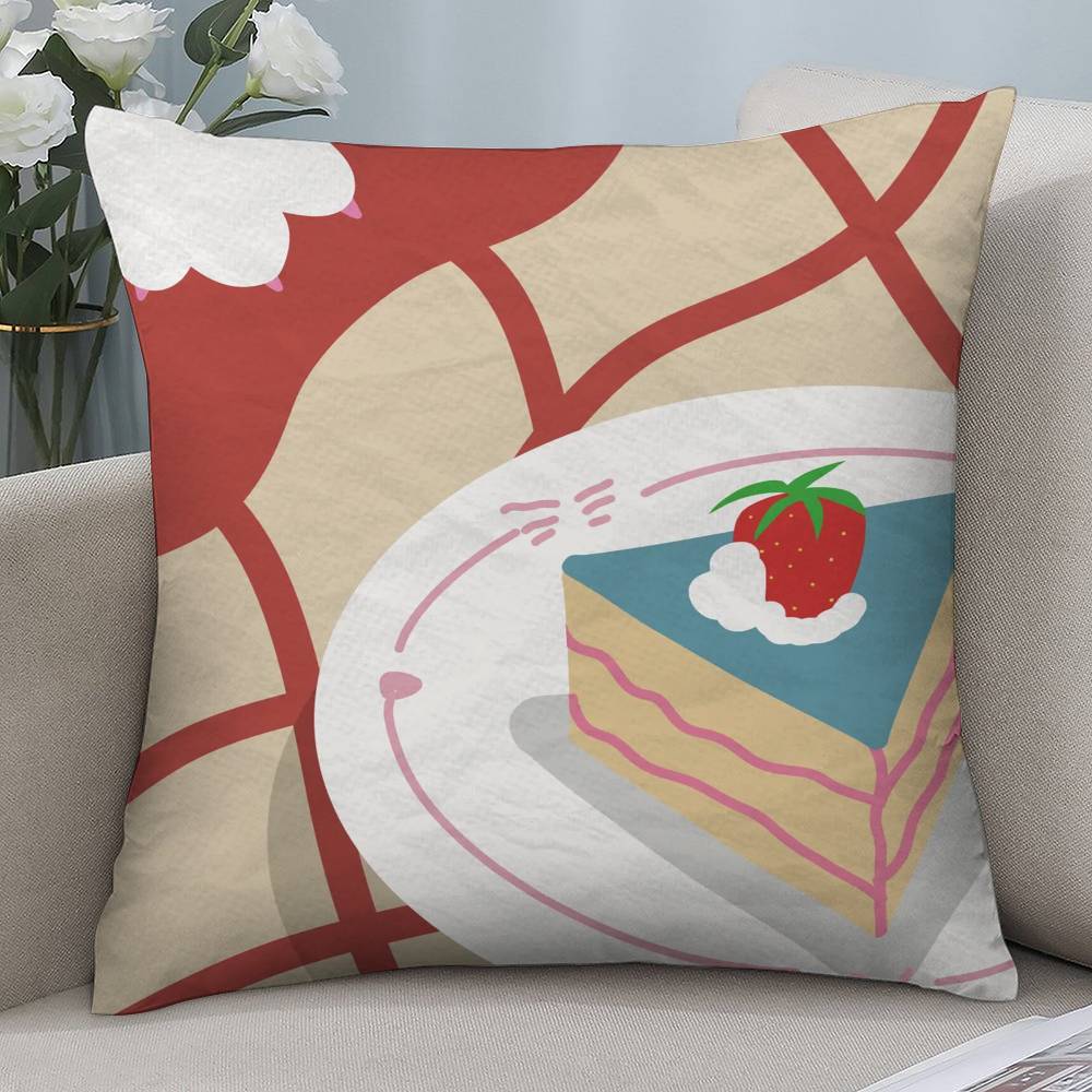 Vintage Cute Cat Pillow Case Short Plush Double-sided Print Square Throw Pillow Covers Sofa Home Cushion Decor