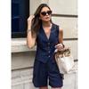 Western Style Fashion New V-neck Sleeveless Vest Vest Shorts Set V-Neck Vest Shorts Set