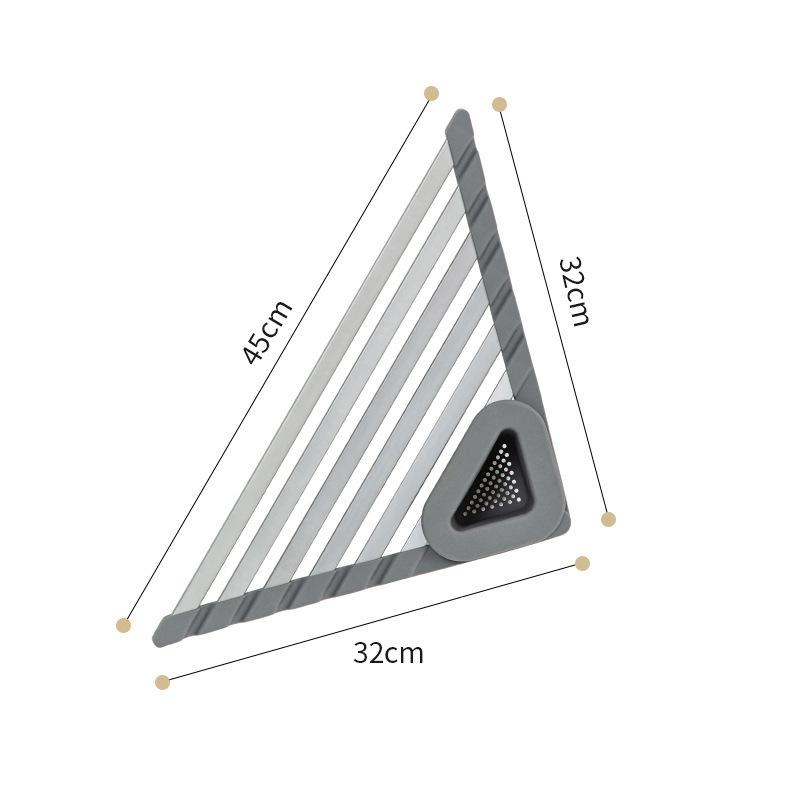 

Triangle Silicone Drain Rack - Foldable Lightweight Sink Organizer for Dishes, Sponges and Kitchen Utensils