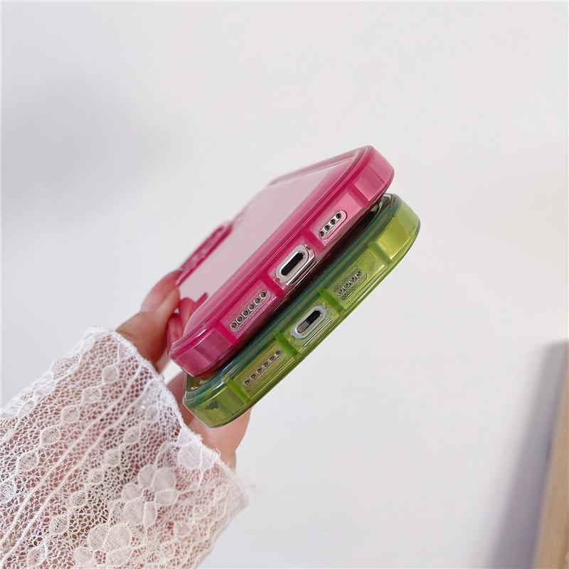 Invisible Folding Lens Bracket Holder Phone Case For iPhone 13 11 12 Pro Max 15 14 Plus Cute Candy Color Shockproof Bumper Cover