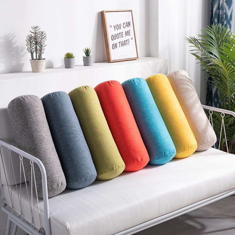 Removable and Washable Leg-Clamping Bolster Pillow - Cylindrical Bed Gap Filler with Imitation Cotton Linen.
