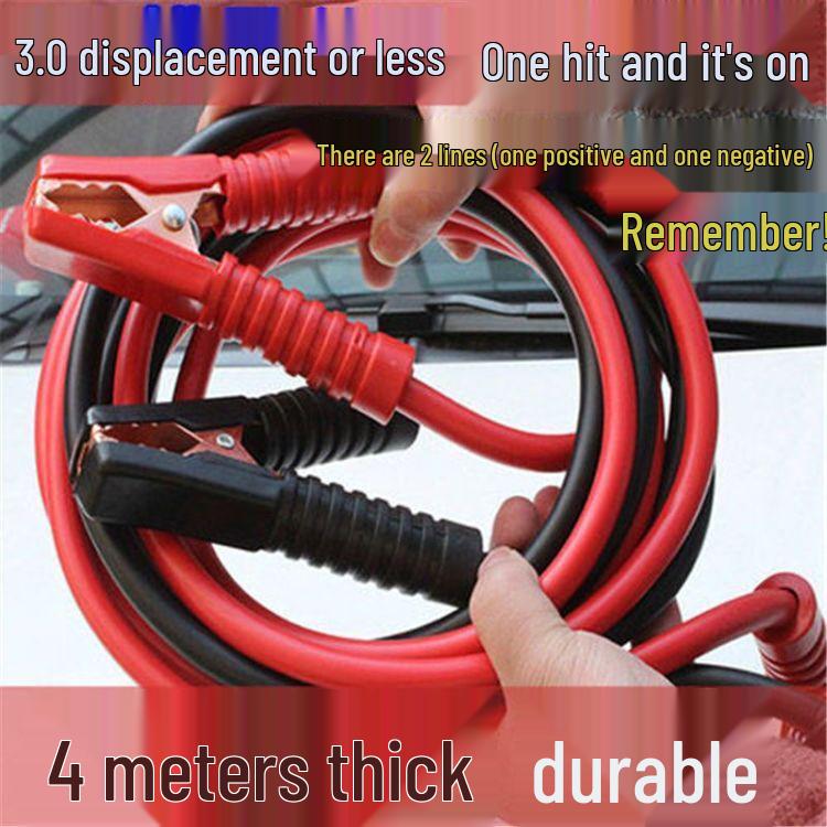 Extra Thick Car-to-Car Jumper Cables with Antifreeze Protection for Emergency Battery Start