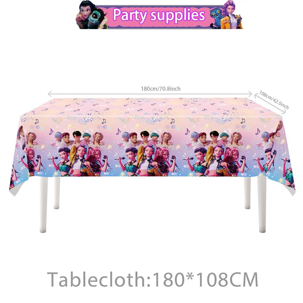 Demon Hunters Birth Date Celebration Disposable Dinner Board Tablecloth Balloon Banner Cake Decoration KPOP Anime Celebration Collection Infant Shower