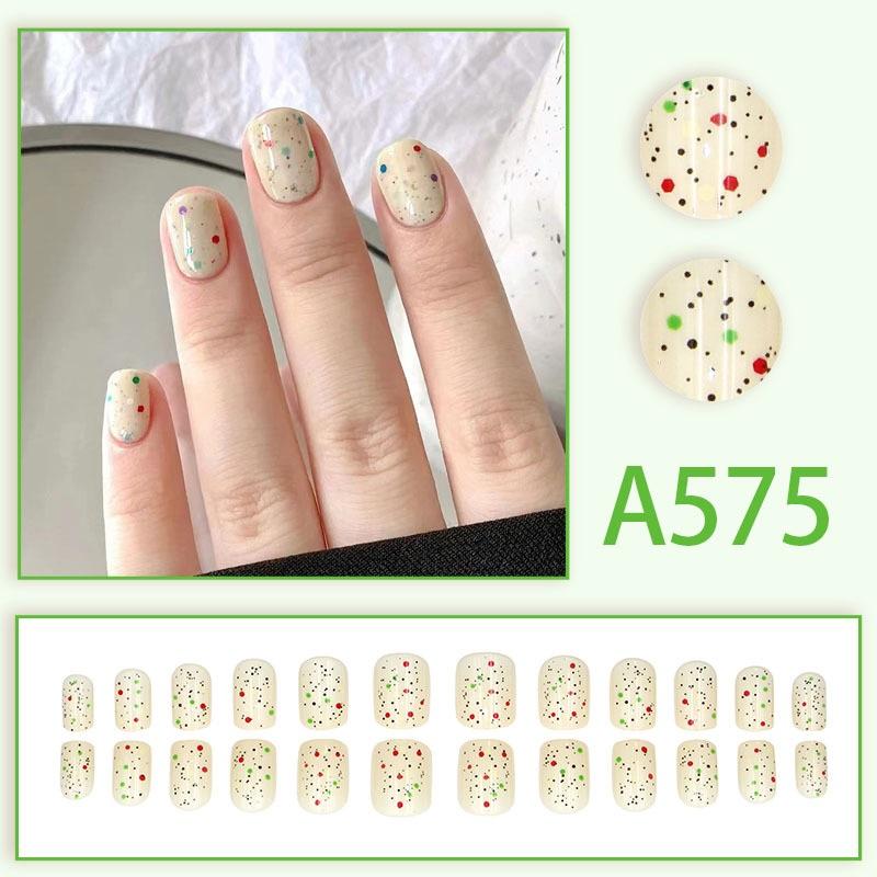 Winter fresh and simple pure lust style bride dance wear nails rainbow love rose fake nails