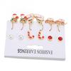 6 Pairs Christmas Earrings Romantic Cheerful Alloy Material Light Weight Decorative Holiday Earrings Jewellery