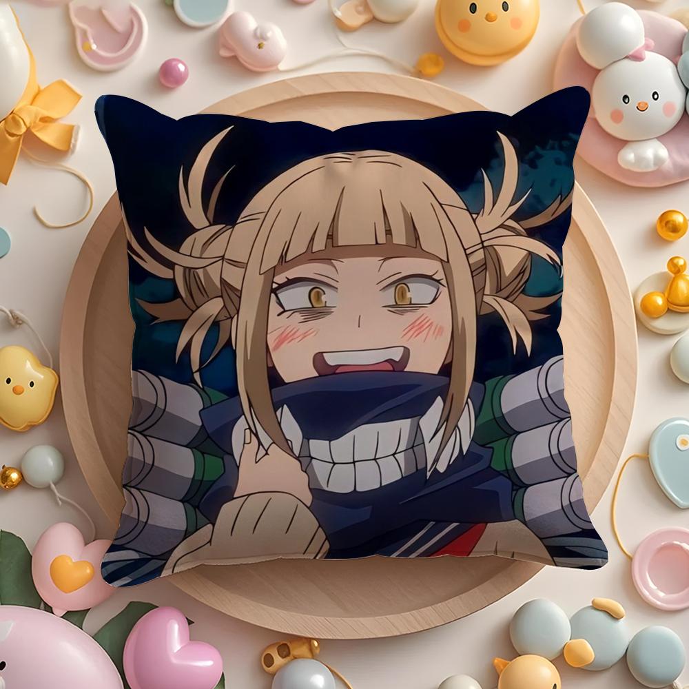 H-Himiko T-Toga Pillow Case Soft Plush Fabric Double-Sided Printed Cushion Cover Warm Winter Sofa Pillow Case