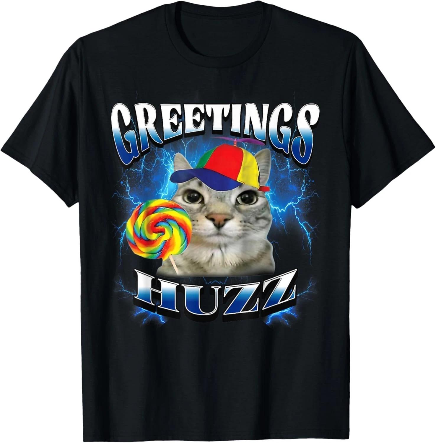 Greetings Huzz Funny Lollipop Cat Meme T-Shirt unisex T-Shirt XL