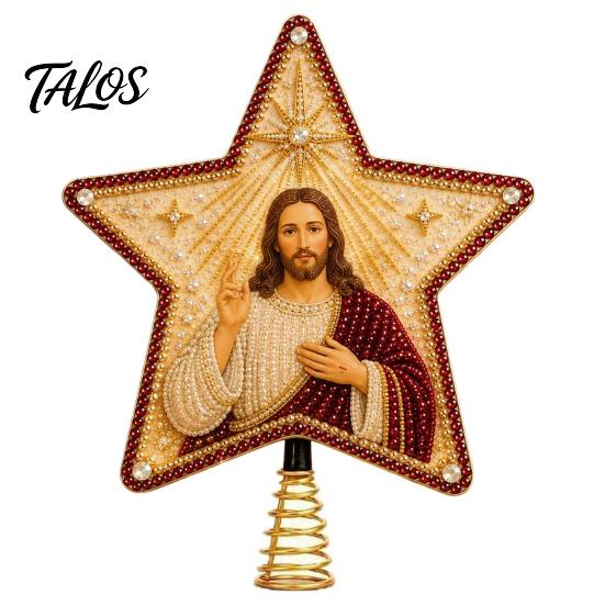 Festive Bead Embroidery Set Christian Faux Pearl Art Christmas Tree Topper Kit, DIY Faith Nativity Holiday Craft Decoration, Handmade Beaded
